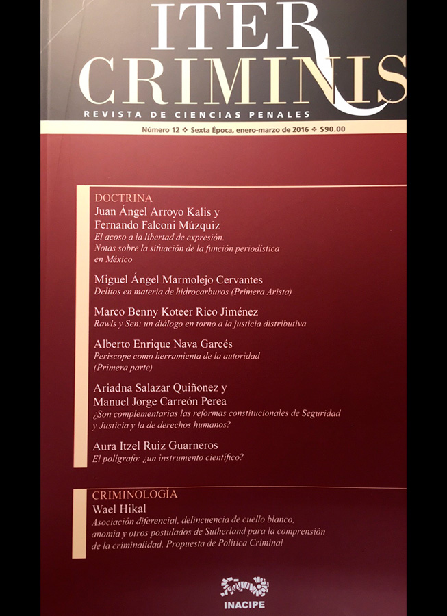 ITER CRIMINIS No. 12 Sexta Epoca. Revista de Ciencias Penales