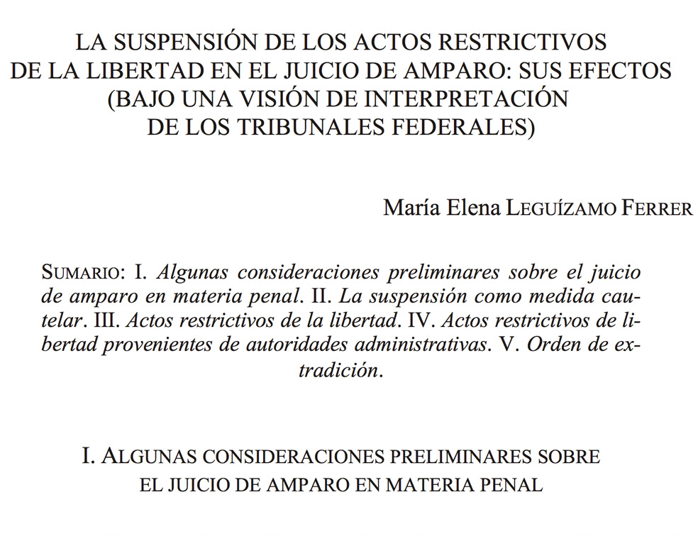 Suspensión de los actos restrictivos